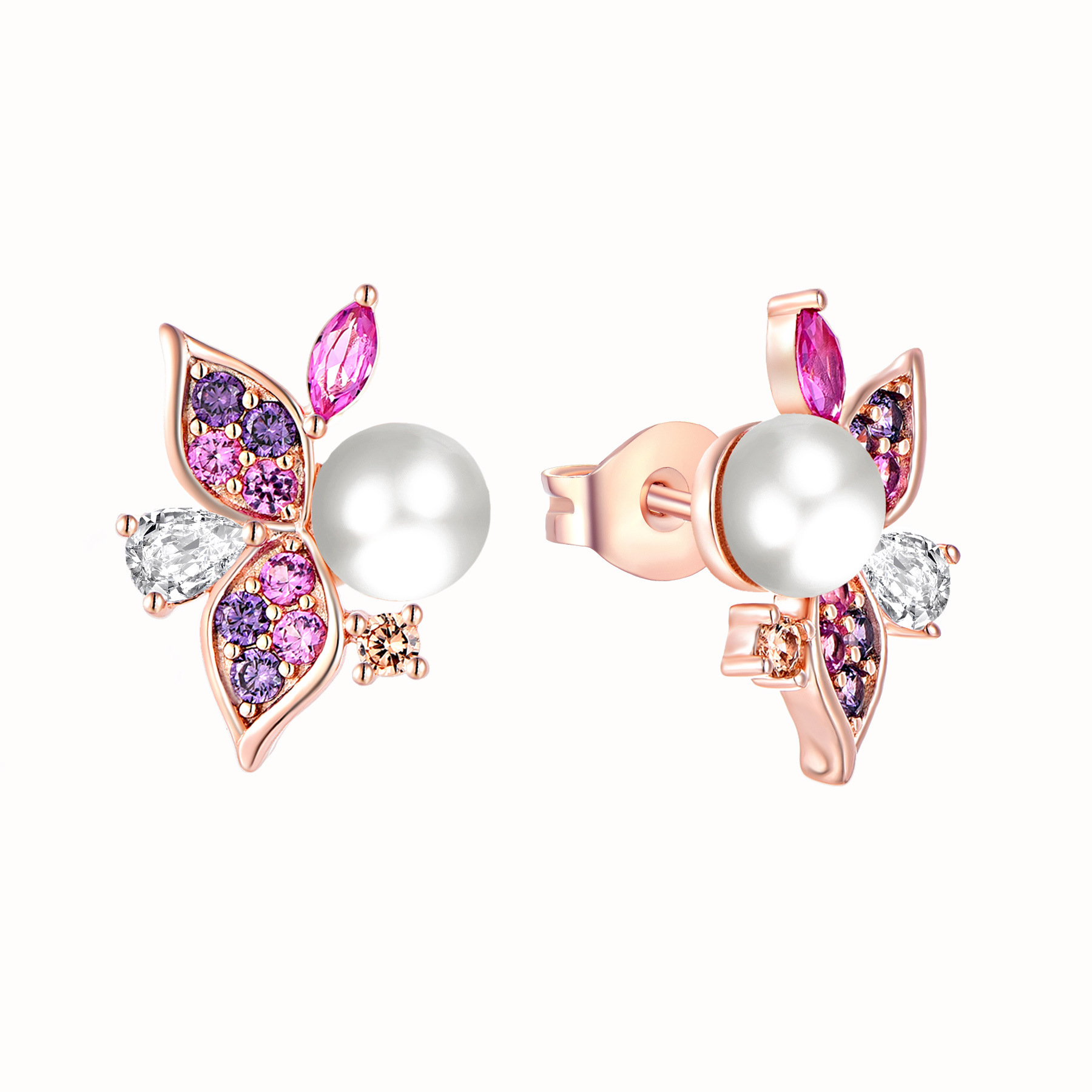 Picture of Light luxury elegant high-end set necklace earrings S925 pure silver micro inlaid colorful zircon freshwater pearl jewelry