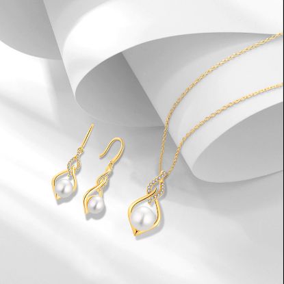 Picture of Freshwater pearl earrings necklace S925 pure silver light luxury fashionable collarbone chain accessory