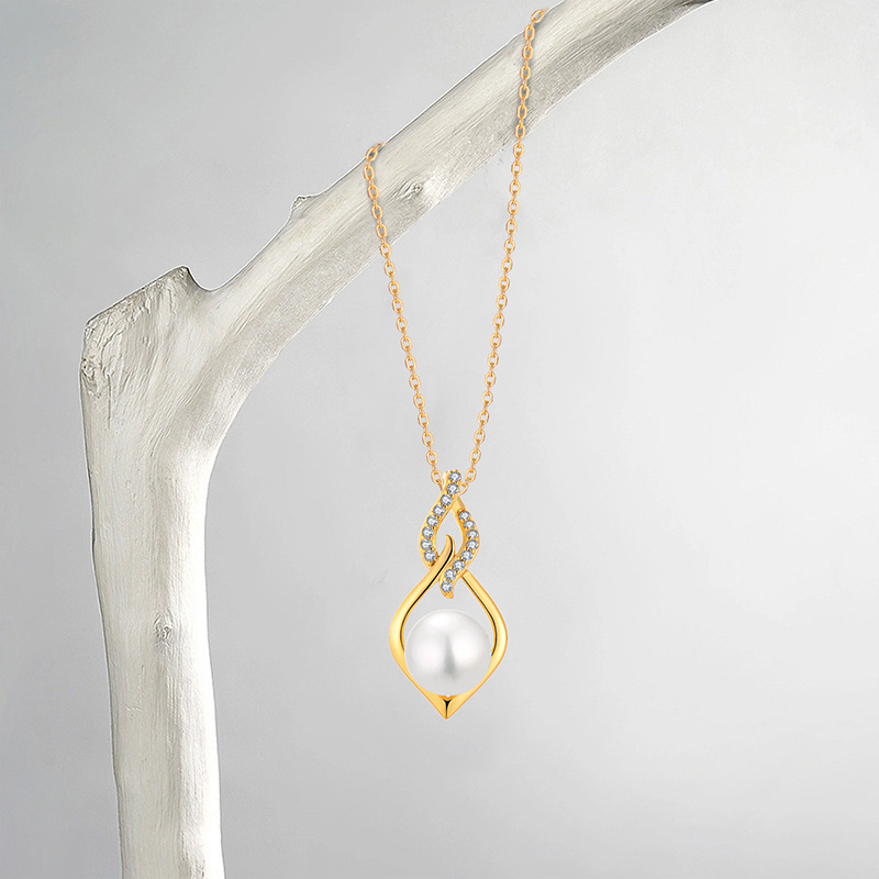Picture of Freshwater pearl earrings necklace S925 pure silver light luxury fashionable collarbone chain accessory